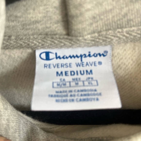 Champion Grey Reverse Weave Cropped Hoodie - Picture 3 of 5